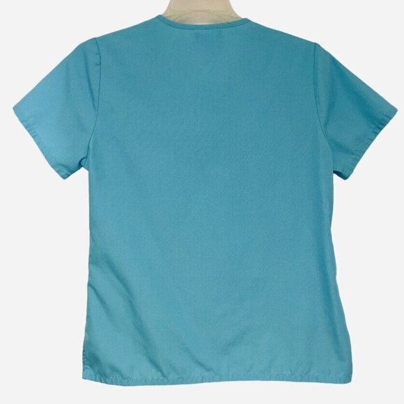 SB Scrubs Women's Mock Crossover Top Small‎ Turquoise Pockets Medical Uniforms - Picture 2 of 13